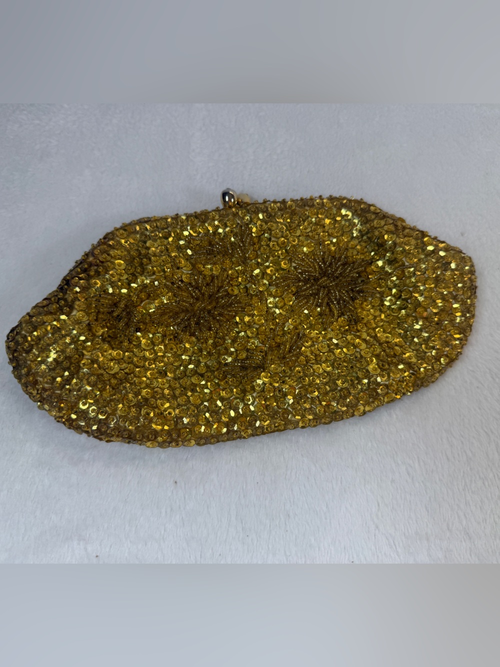 Gold Beaded Sequin Evening Clutch